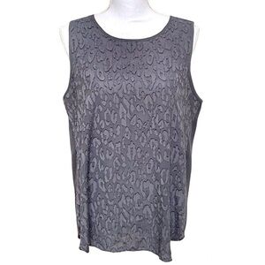 LOFT Gray Textured Leopard Print Sleeveless Top Size M